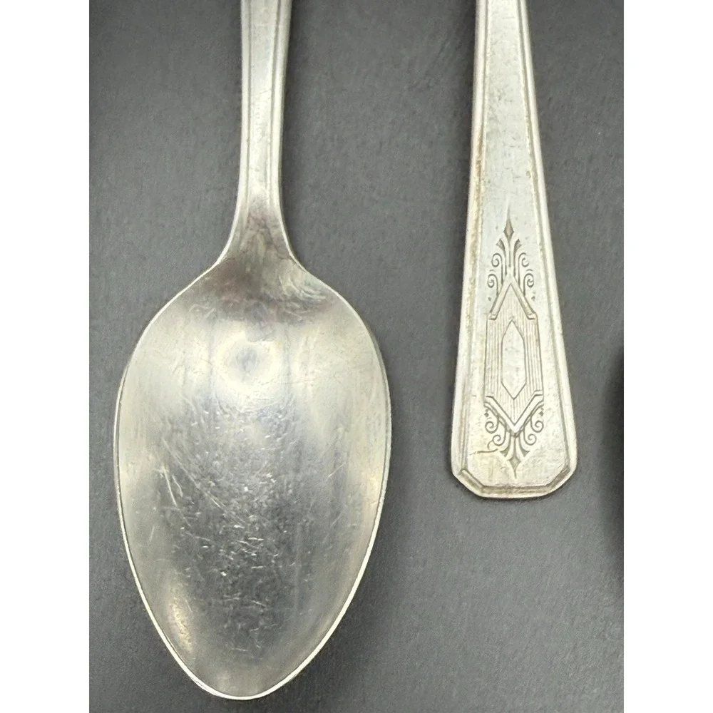 VTG Oneida WM. A Rogers Croydon Mary Lee Silverplate Teaspoon 1932 Set 5 A1 Plus